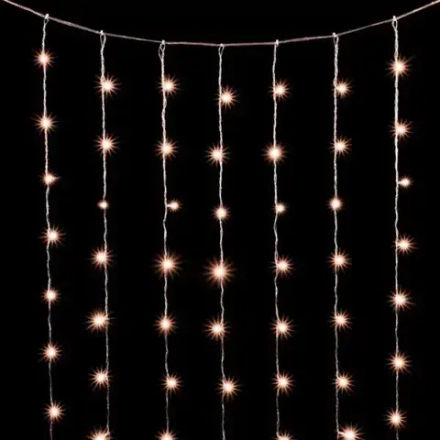 Светодиодный занавес 2*3 м., 600 экстра теплых белых LED ламп, облегченный, прозрачный провод ПВХ, LTC (PCL600NOT-10-2EWW)