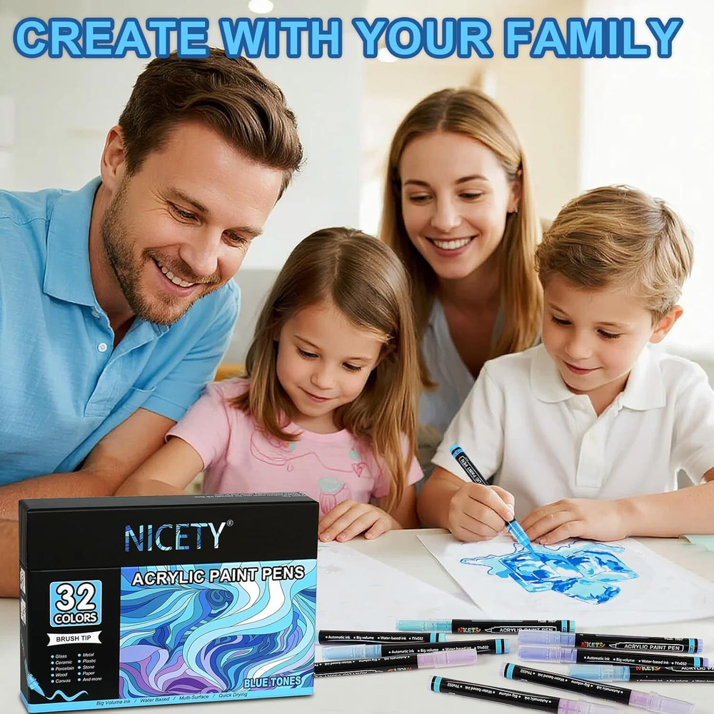 NICETY акриловые маркеры 1-5 мм, 32 шт, Blue