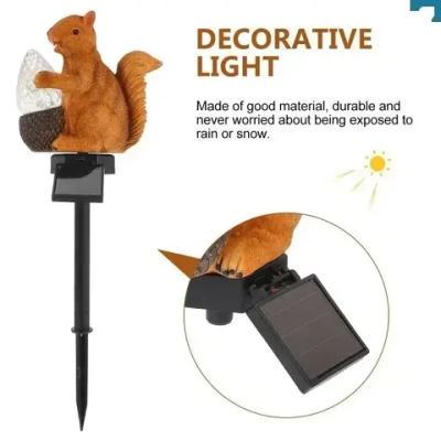 Садовый фонарь белка с орешком, украшение сада, для улицы, на солнечной батареи