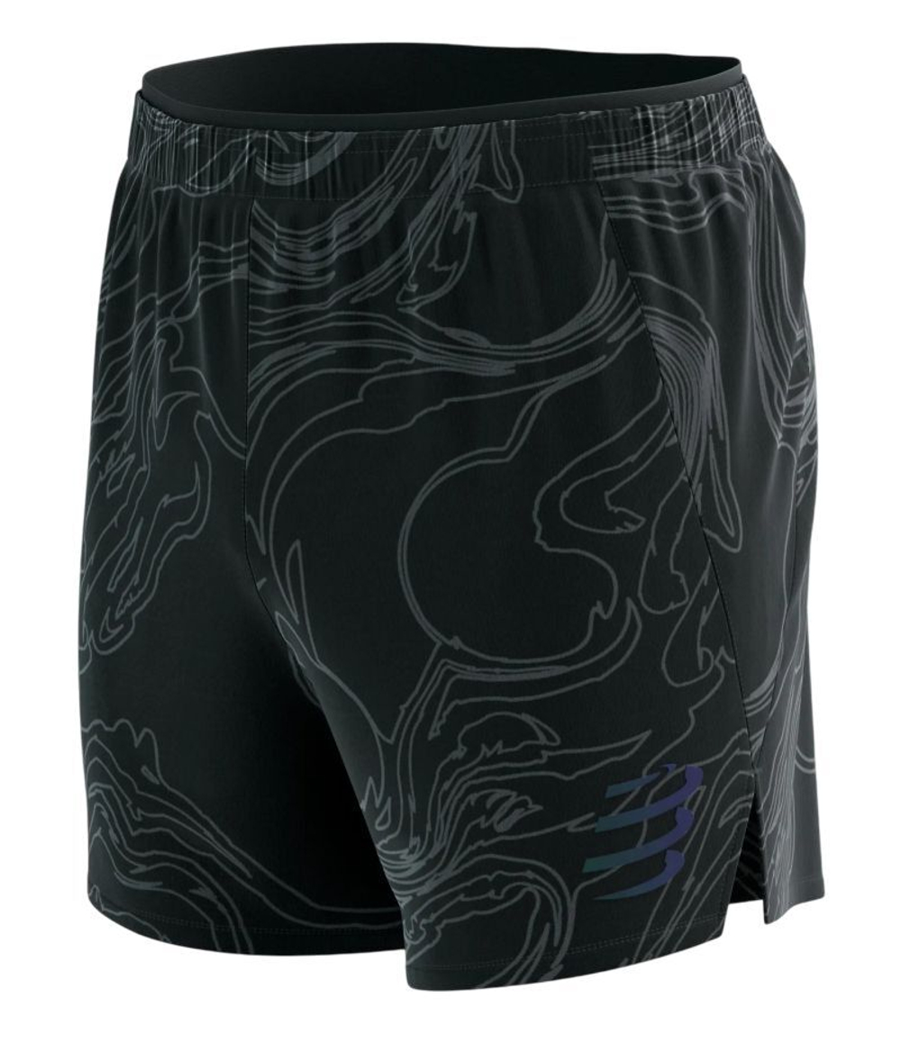 Теннисные шорты Compressport Performance Short - black/aurora
