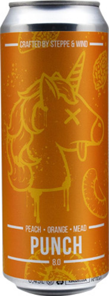 Медовуха Степь и Ветер Пич Орандж Пунш Мид / Mead Steppe &amp; Wind Peach Orange Punch 0.45 - банка