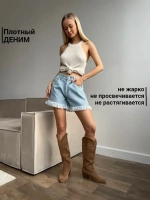 Шорты джинсовые летние широкие короткие клеш бахрома