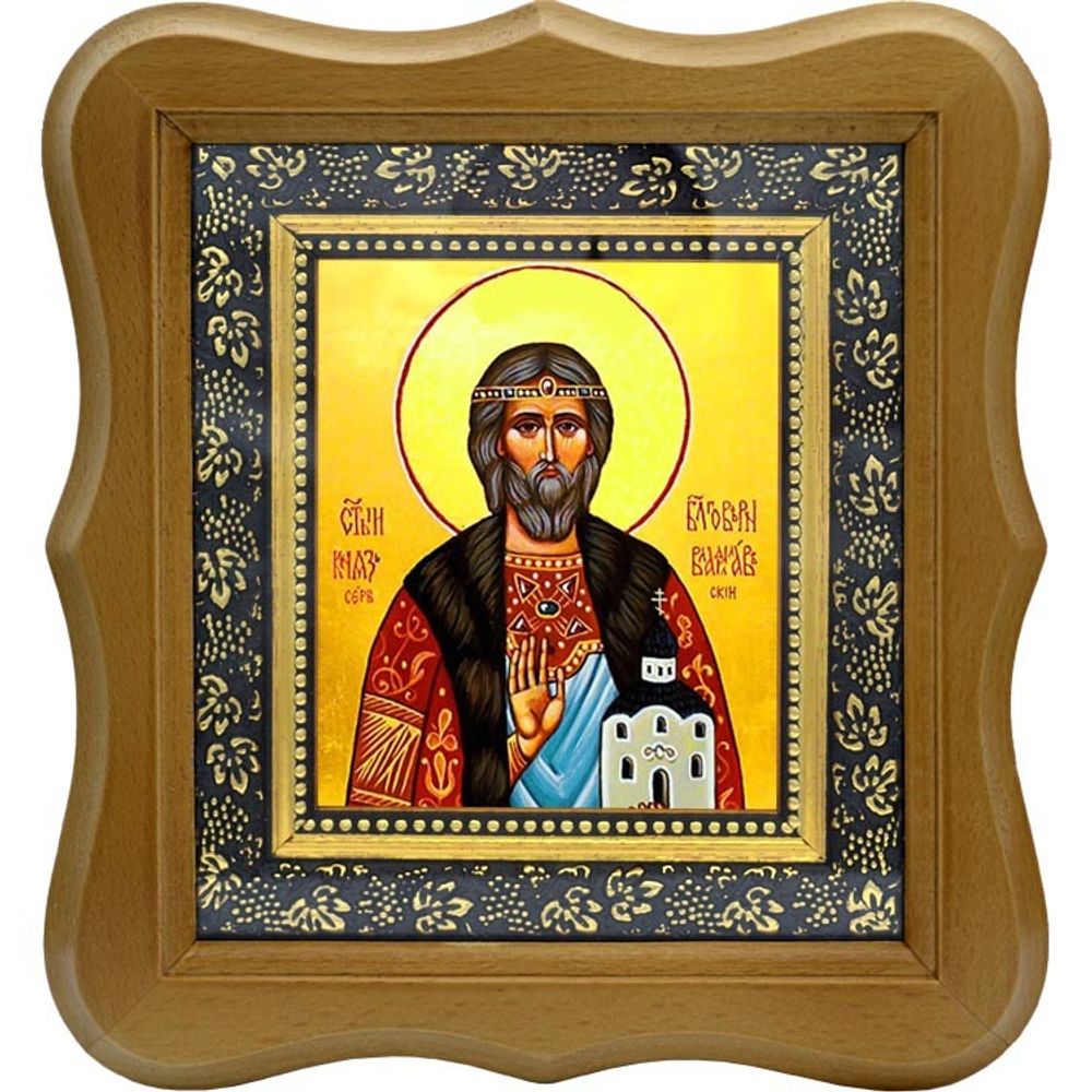 Владислав Сербский Святой Князь. Икона на холсте.