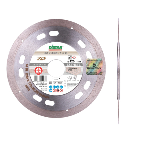 Диск алмазный сплошной  115*1.1*8*22мм, DISTAR Esthete (7D)