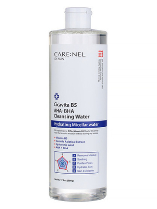 CARENEL Мицелярная вода с экстрактом центеллы, В5, AHA и BHA-кислотами, 500мл