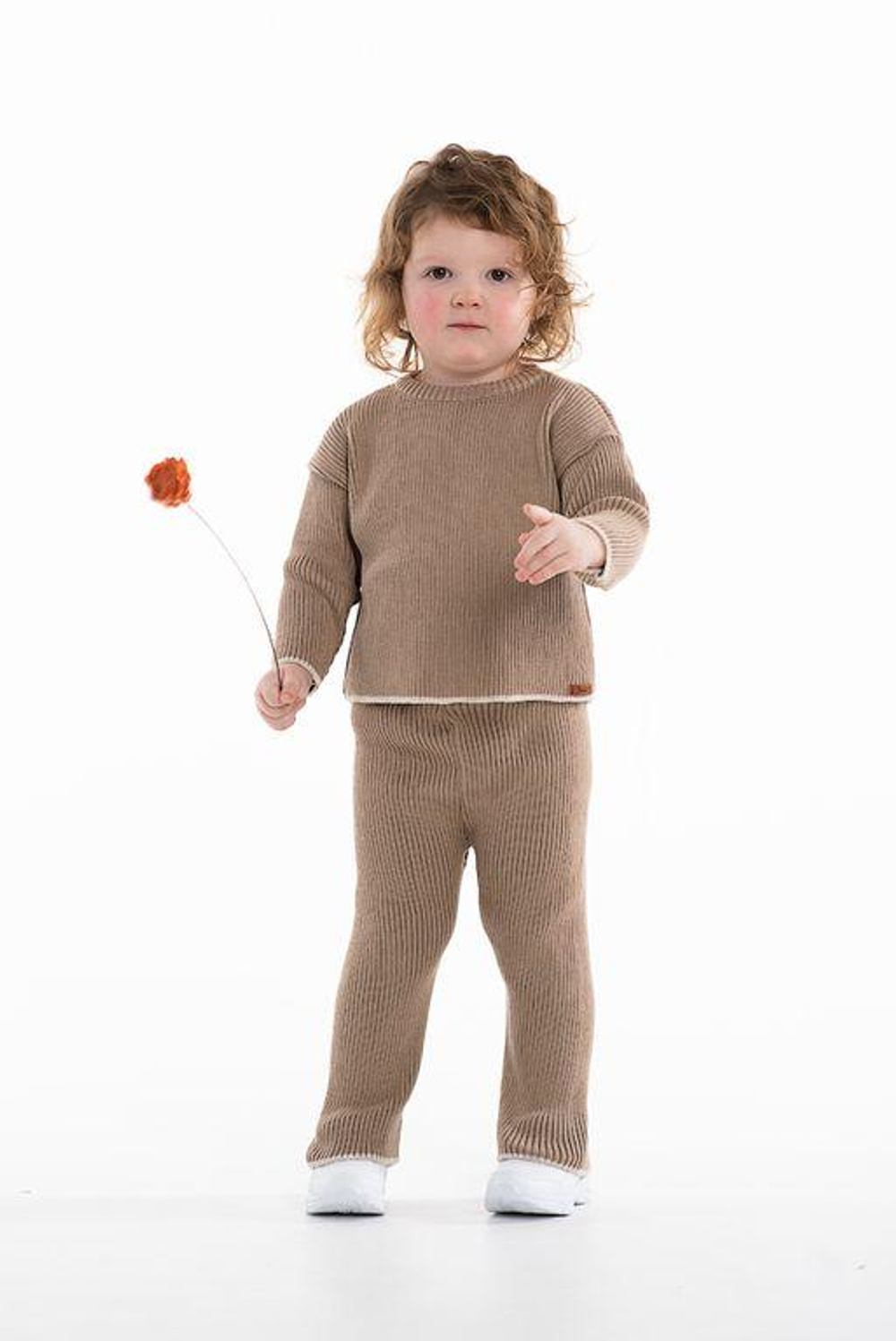 Джемпер+брюки для девочек "Лапша" хлопок р-р 98-104, кофе 2263
