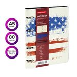 Тетрадь на кольцах А5 (180х220 мм), 80 л., под кожу, BRAUBERG VISTA, "USA", 112122