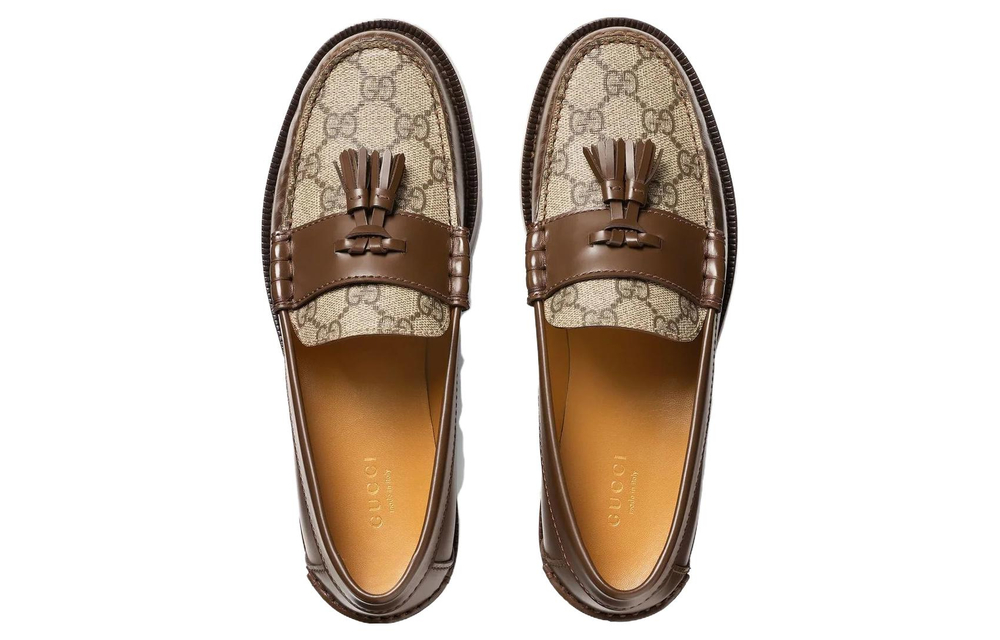 GUCCI Leather Casual Shoes Women"s Dark Brown