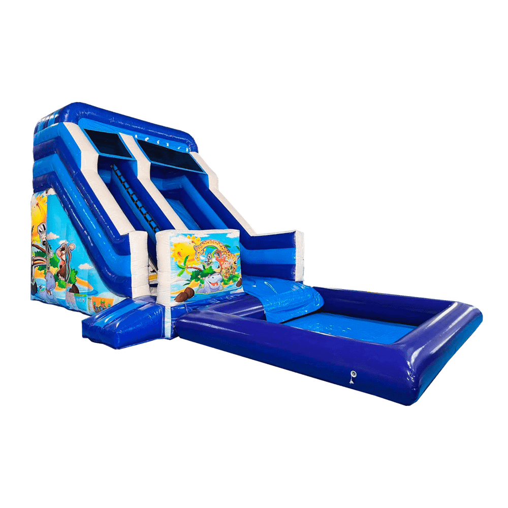 Водная горка "Звериный аквапарк Экстра" с бассейном, 9*4*4.8 м