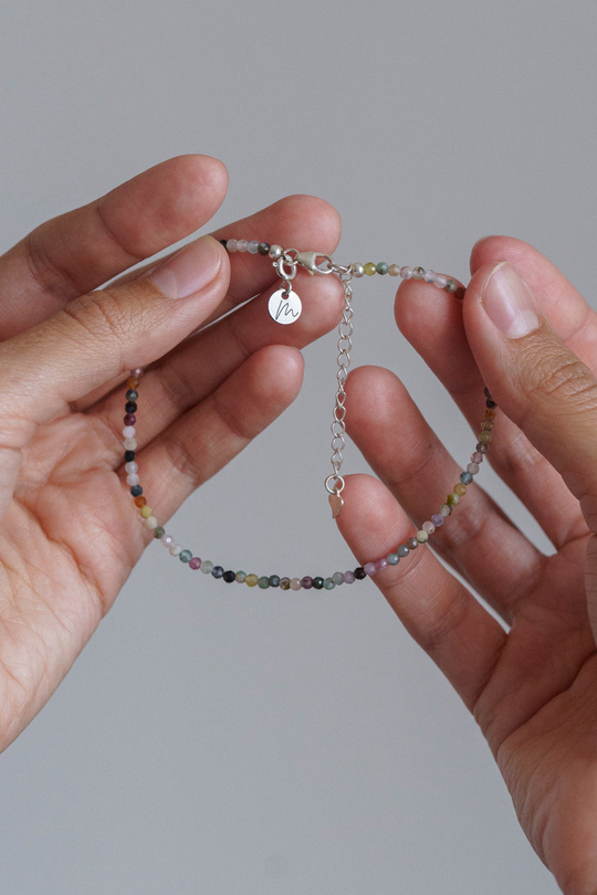 Браслет на ногу "Memo about Summer" из турмалина, на замочке серебро 925