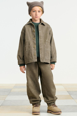 ZARA КУРТКА С ВОРОТНИКОМ-СТОЙКОЙ, СЕРО-КОРИЧНЕВЫЙ