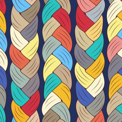 Seamless pattern of thread weaves, pigtail.