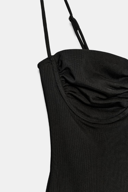 ZARA БОДИ СО СБОРКАМИ, ЧЕРНЫЙ