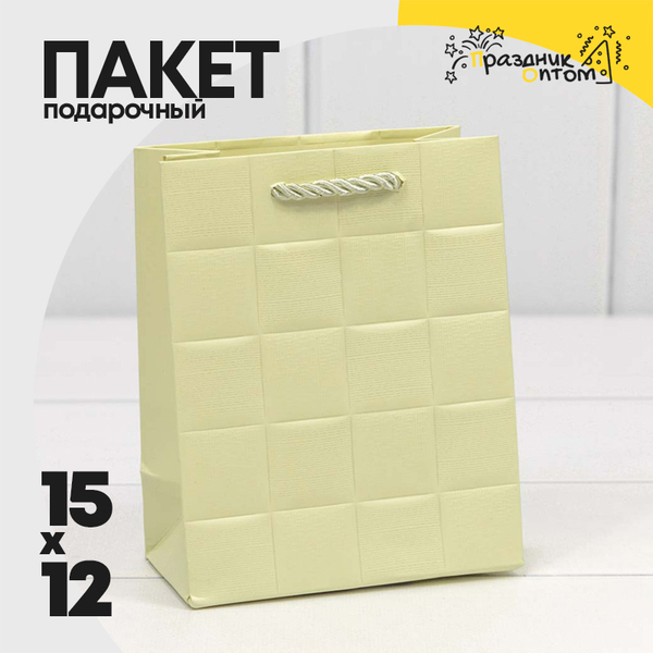 
          Пакет подарочный 12х15х7см Фигуры и узоры "Квадраты" (Бежевый)