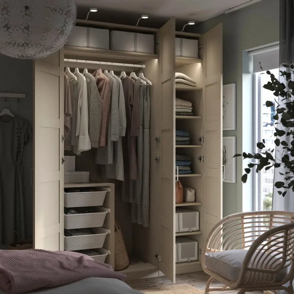 Гардероб - PAX / BERGSBO IKEA/ПАКС/  БЕРГСБО  ИКЕА,  237х150 см, бежевый