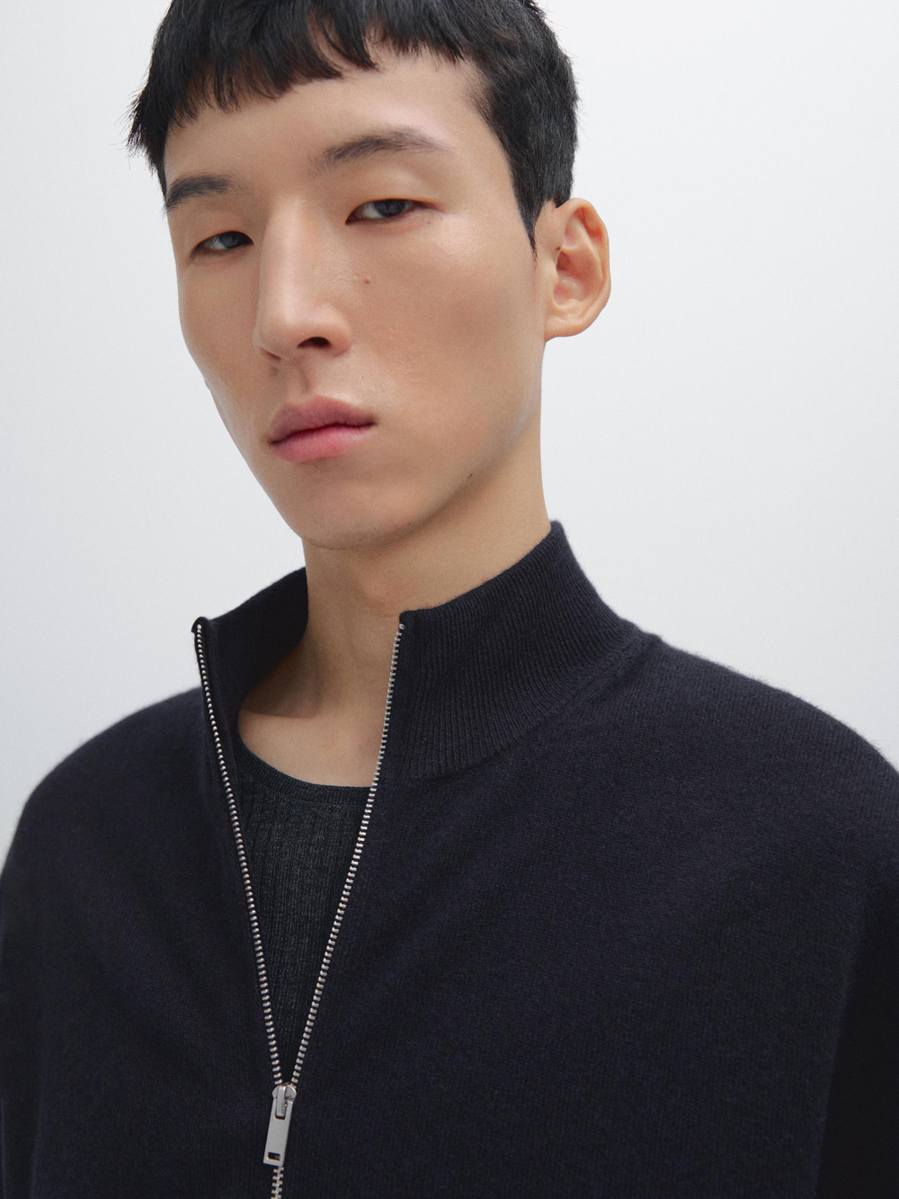 Massimo Dutti Кашемировый кардиган на молнии, темно-синий