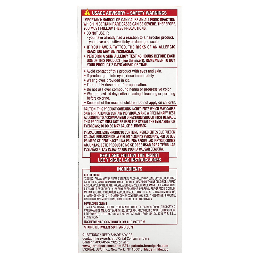 L'Oréal, Excellence Creme, Triple Care Color, 4 оттенка темно-коричневого, 1 нанесение