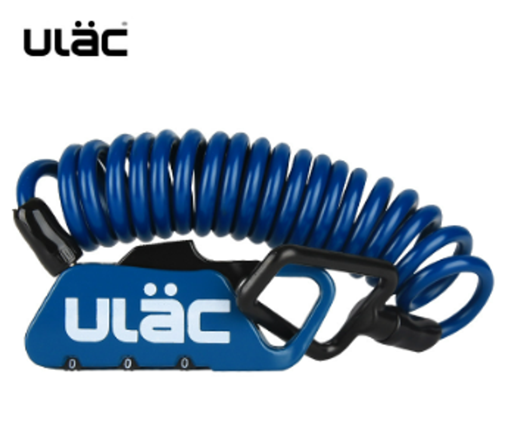 Замок велосипедный ULAC K-2S, 4*1200 мм. Материал: сплав цинка (синий)