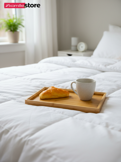 Поднос прямоугольный 33х22 см. бамбуковый с бортиком