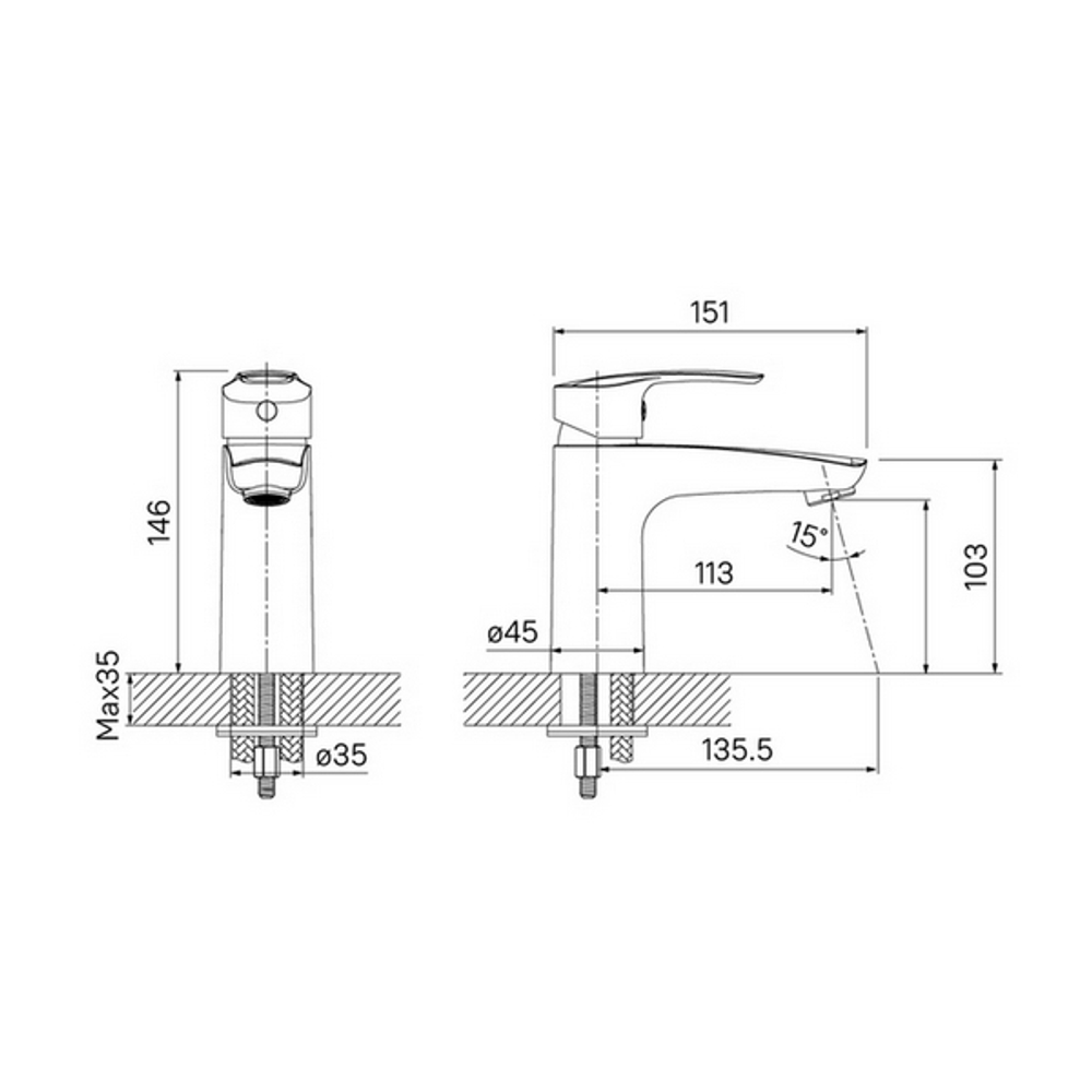 Смеситель для раковины 35к IDDIS RAYSB00i01 "Ray" литой, ХРОМ