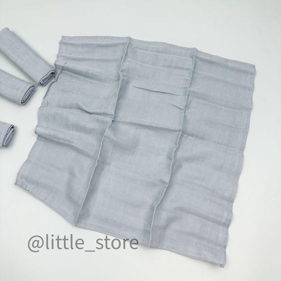 Комплект платочков муслиновых, Серо-голубой