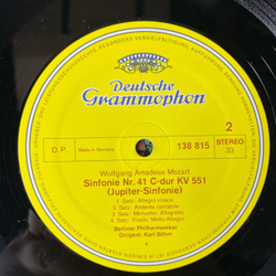 Винтажная виниловая пластинка LP Mozart Моцарт, Berliner Philharmoniker Karl Bohm Симфония Symphonien Nr. 40 G-Moll (In G Minor) Nr. 41 Jupiter Юпитер (Германия 1977) Deutsche Grammophon