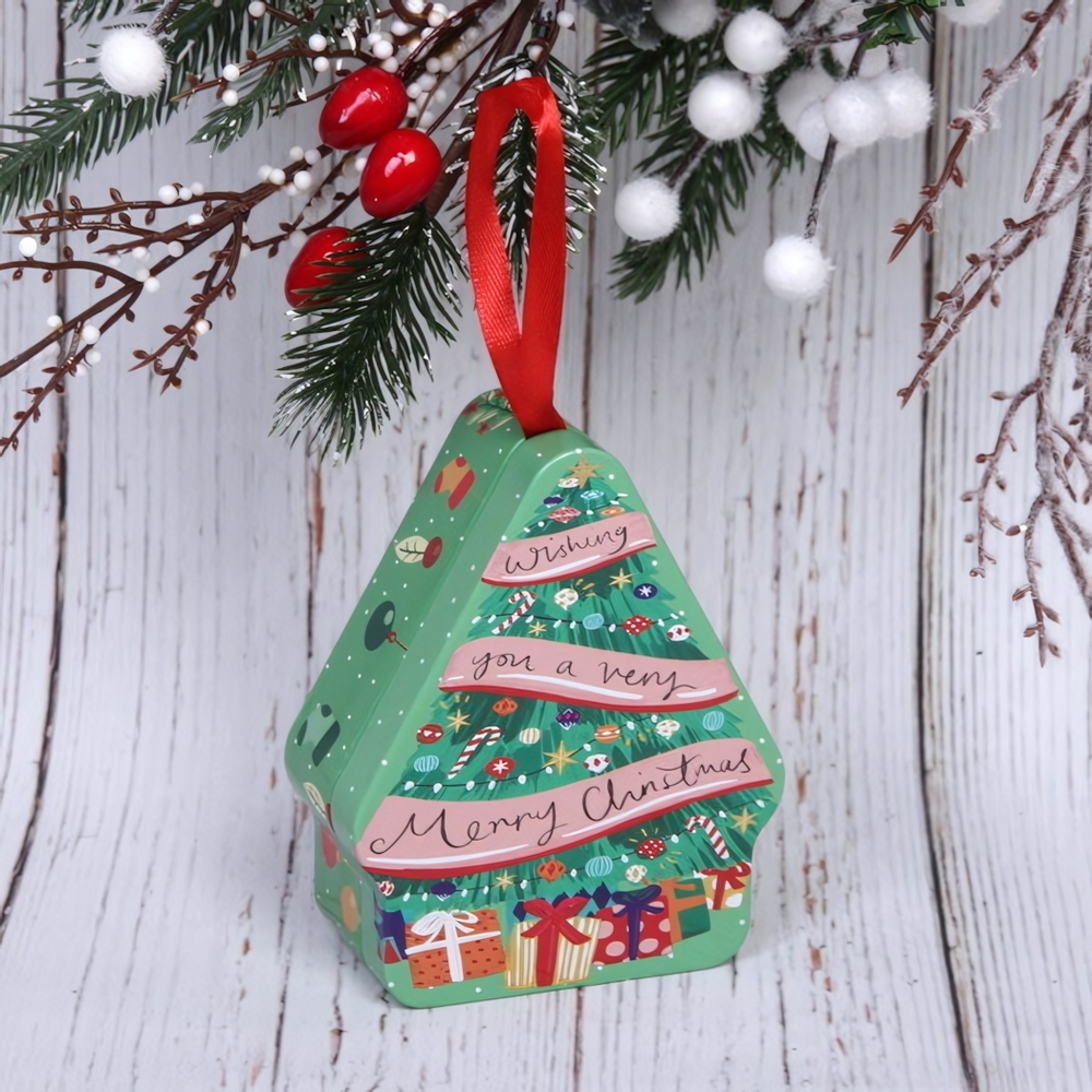 Банка жестяная «Домик» 10,5*8,5*4см ёлочка