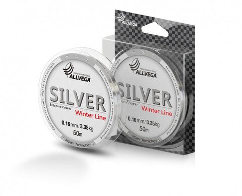 Рыболовная леска Allvega Silver (50м) 0.16мм (3,35кг) серебристая