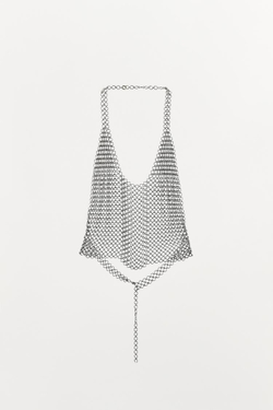 ZARA ТОП С МЕТАЛЛИЧЕСКИМИ КОЛЬЦАМИ, СЕРЕБРИТСЫЙ