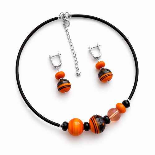 Комплект украшений из муранского стекла: колье, серьги