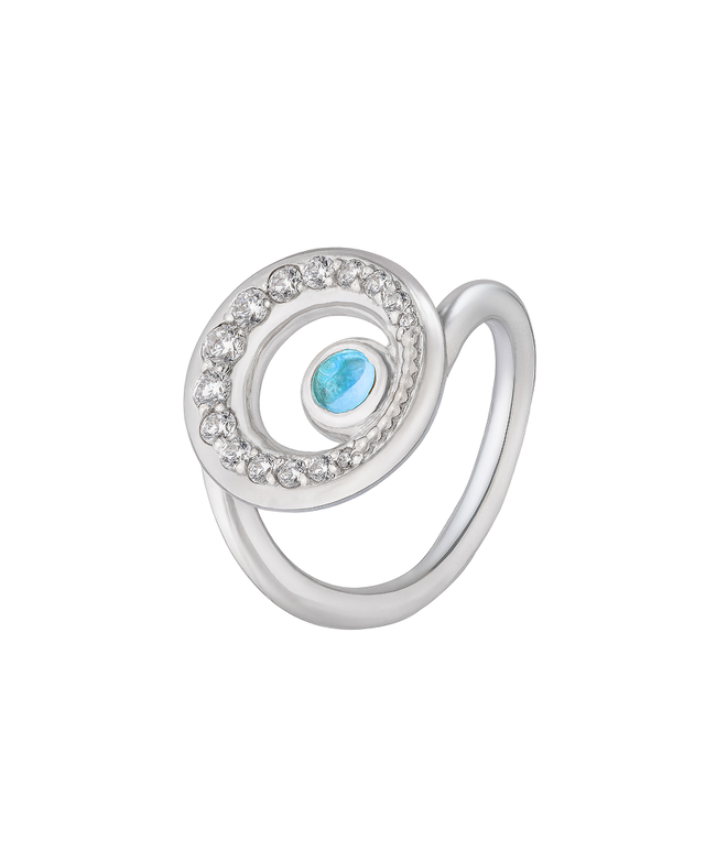 Кольцо из серебра со вставками из топаза и бесцветных фианитов