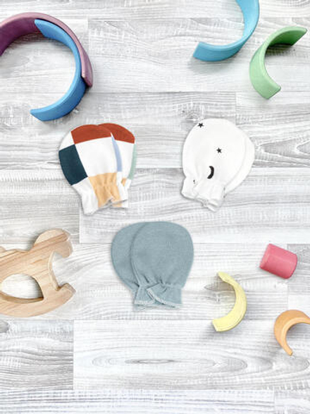 Рукавички-антицарапки Mjölk Шахматы/Baby Blue/Ночное небо, сет из 3х пар