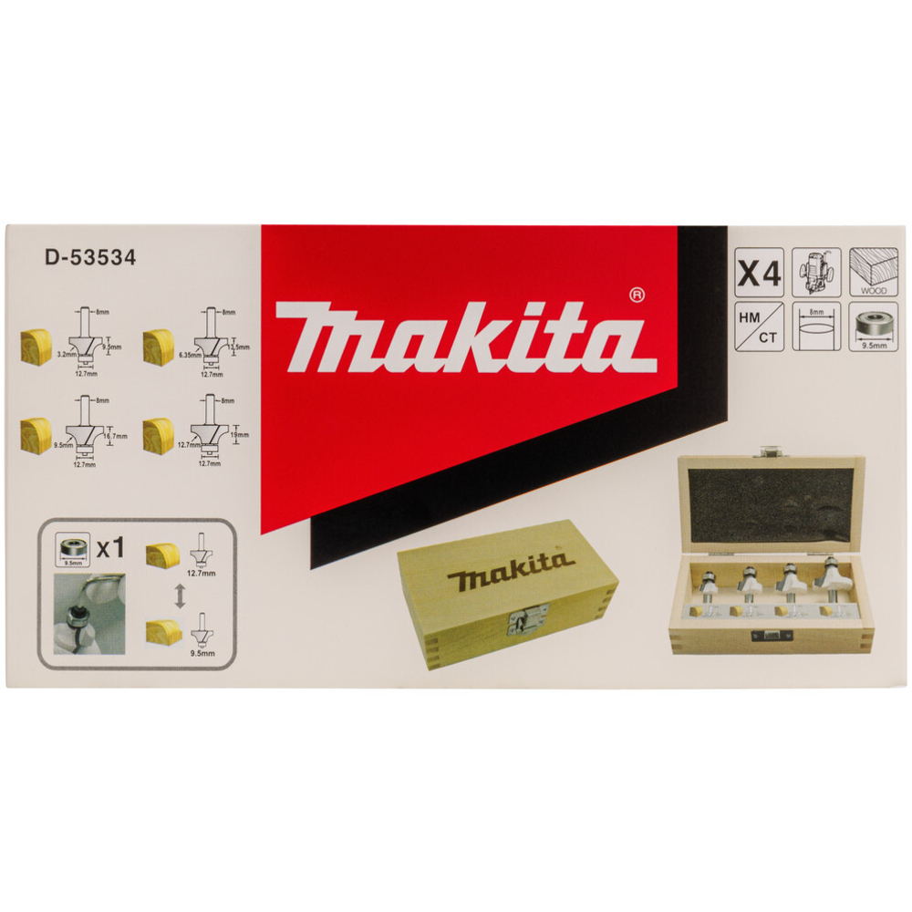 Набор фрез Makita 4шт   D-53534