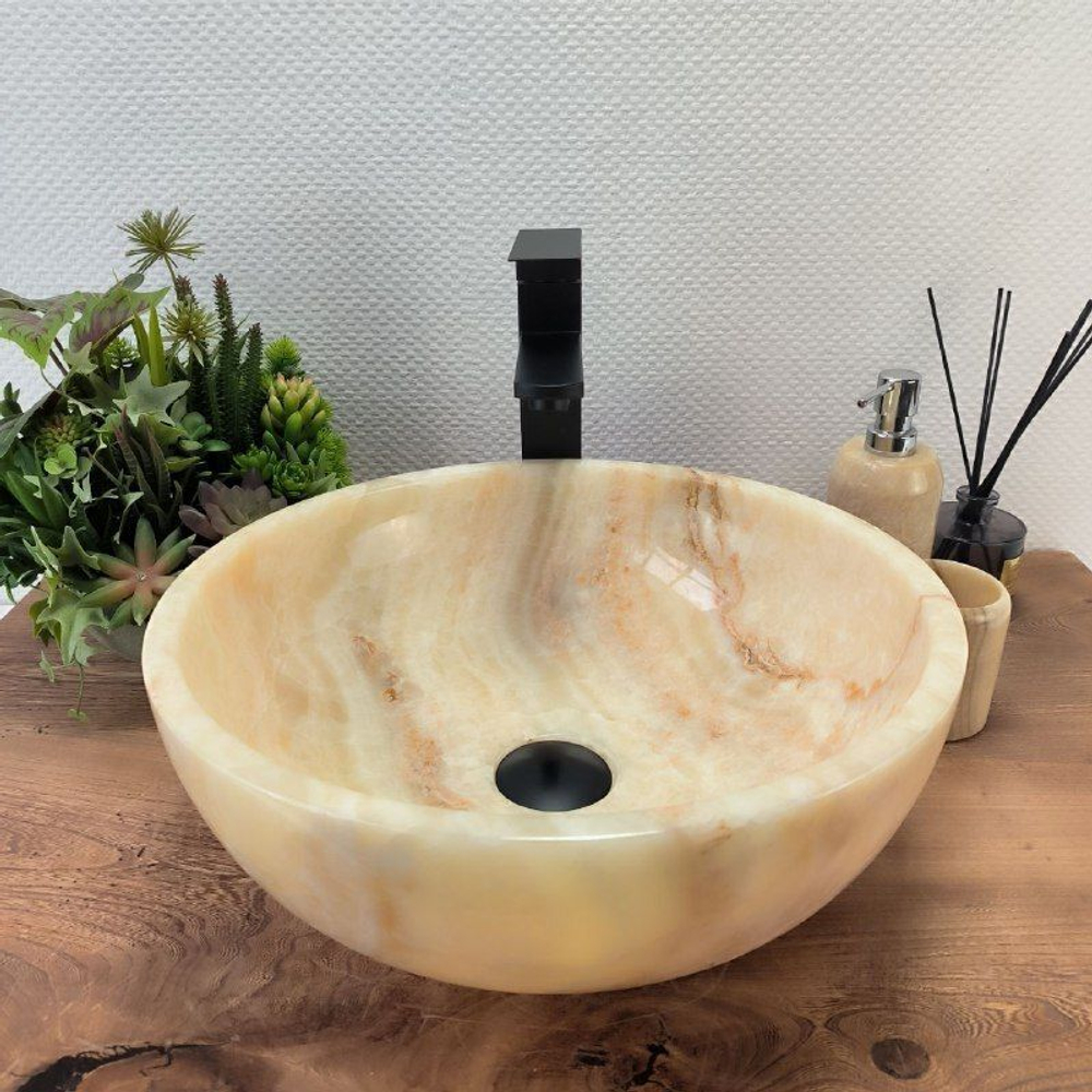 Каменная раковина из оникса Bowl Yellow Small TinLip BO-02921 (40*40*15cм) 140