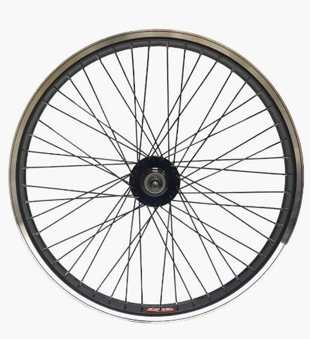 Колесо заднее 20" TRIX BMX алюминиевый, одинарный, 48H, фрезерованный, индикатор износа, 406х25,6/32х15.2мм, A/V, анодированный, черный, втулка алюминиевая, под трещотку, гайки, черная, спица черная