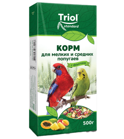 Триол Standard Корм для мелких и средних попугаев с фруктами, 500гр.