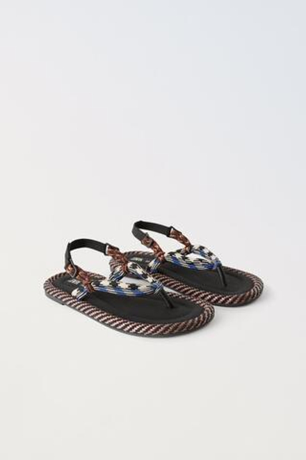 ZARA САНДАЛИИ СО ШНУРАМИ, РАЗНОЦВЕТНЫЙ