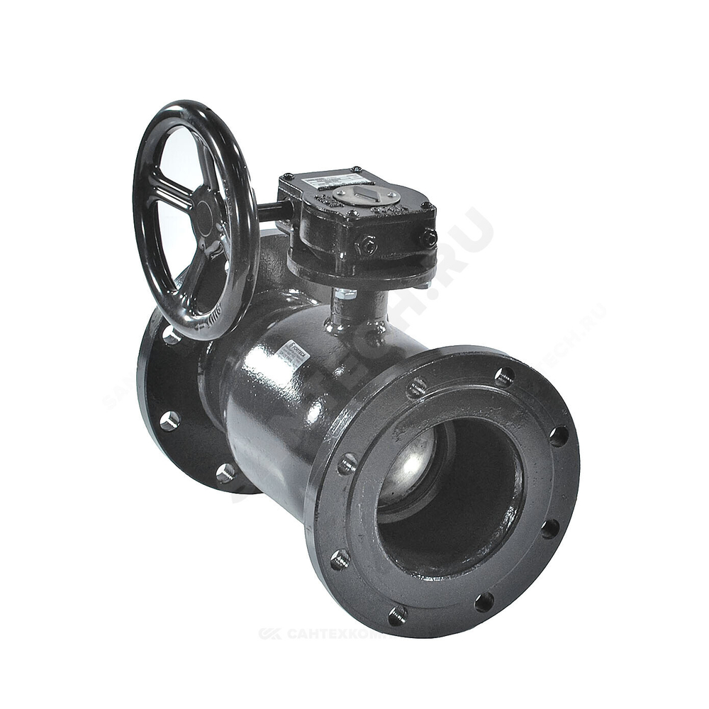 Кран шаровой сталь 11с67п Ду 150 Ру25 фл L=380мм с редуктором FORTECA 183.2.150.025