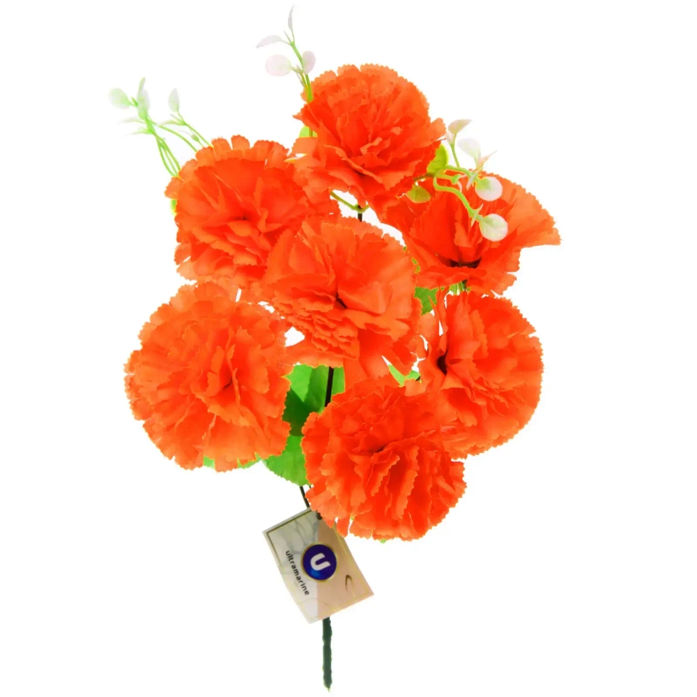 Искусственные цветы «Букет Гвоздик» 34см 7цветков оранжевые