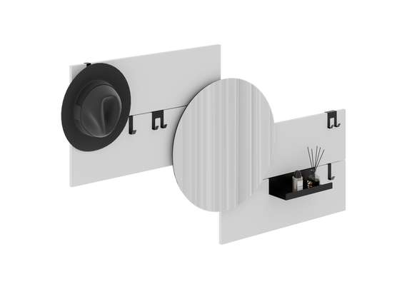 Вешалка Stripe M горизонтальная с зеркалом D 60 см (белый)
