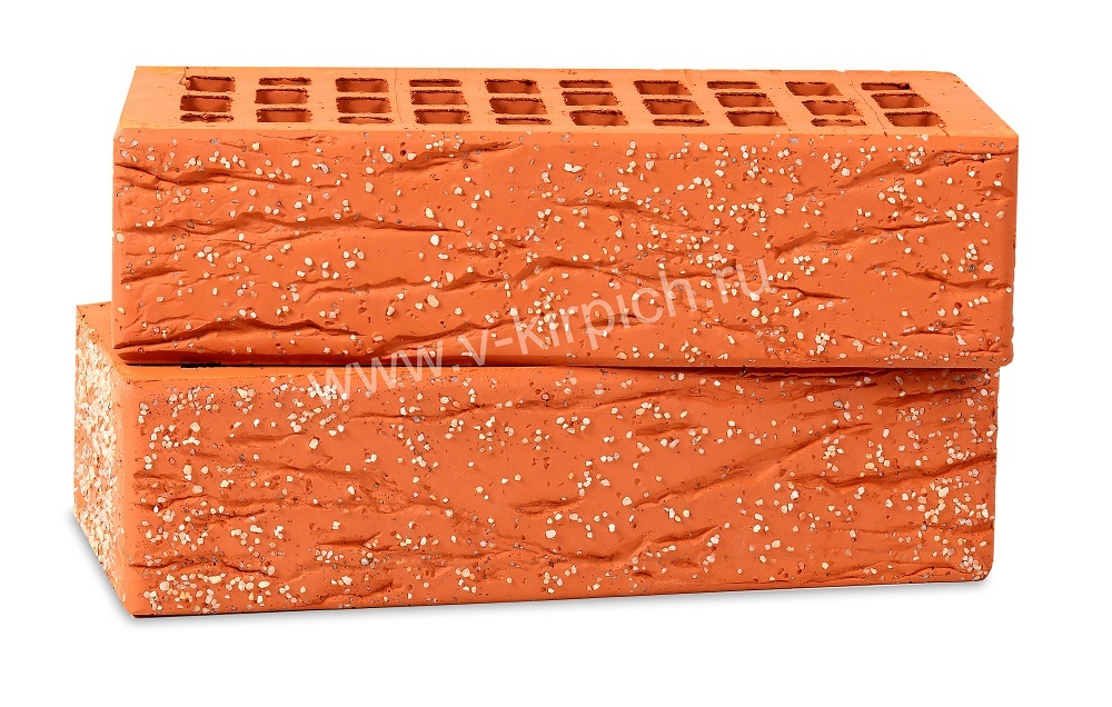 Кирпич лицевой Воротынский одинарный красный, кварц руст