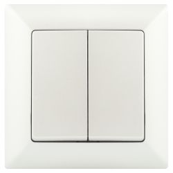 Выключатель Intro Solo 4-104-06 двухклавишный 10А-250В, IP20, СУ, перламутр