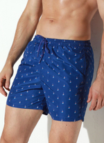 Мужские пляжные шорты с принтом в виде парусников (Размер: XL) (Цвет: синий)