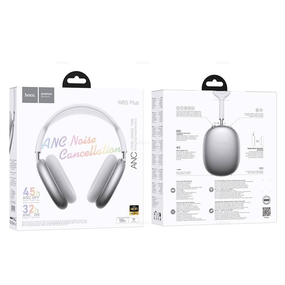 Полноразмерные наушники Hoco W65 Plus ANC (silver)
