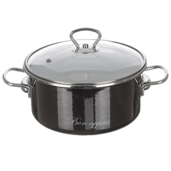 Кастрюля сталь, эмал, 3 л, с крыш, Vitross, Bon Appetit, 8SB205S/8SD185S, мокр асф, индукц
