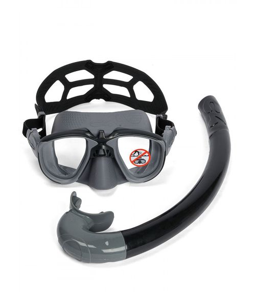 Набор маска+трубка в сумке C4 Carbon Martian серый