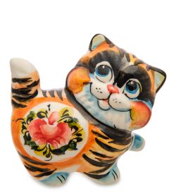 ГЛ- 192 Фигурка «Кот-Пушистик» цв.(Гжельский фарфор)