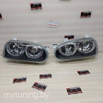 Передние фары VW Golf 3 angel eyes black