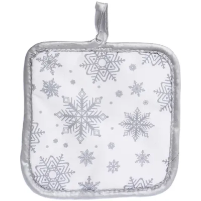 Прихватка в наборе с варежкой «Снежинка» цвет серебряный, 17,5*17,5 см и 27*17 см