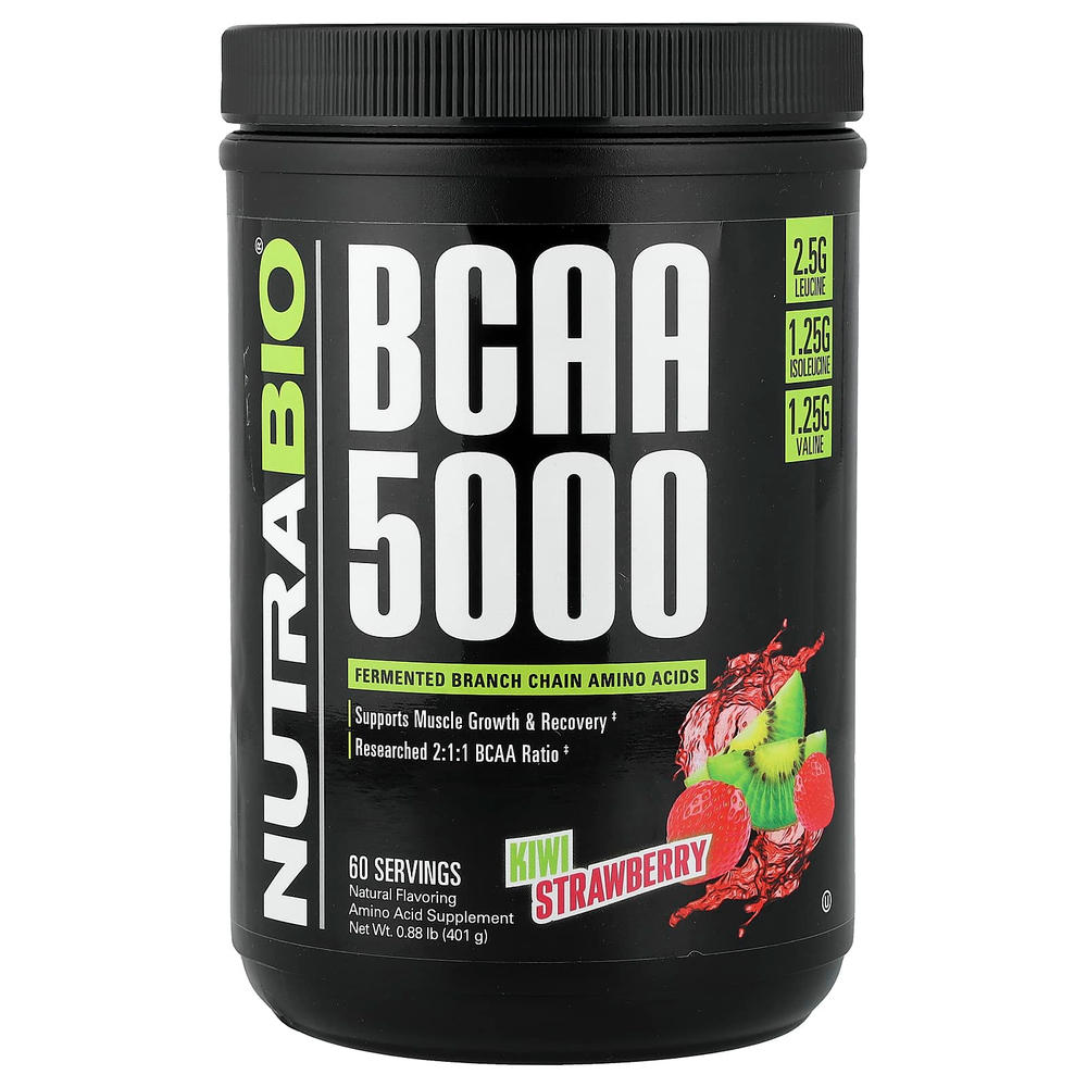 NutraBio, BCAA 5000, киви и клубника, 401 г (0,88 фунта)